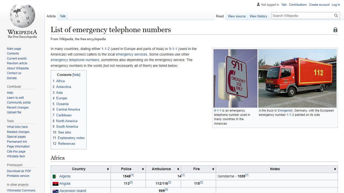 List of emergency telephone numbers - Wikipedia